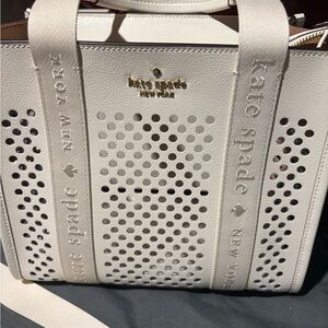 kate spade leather off White Tote Bag